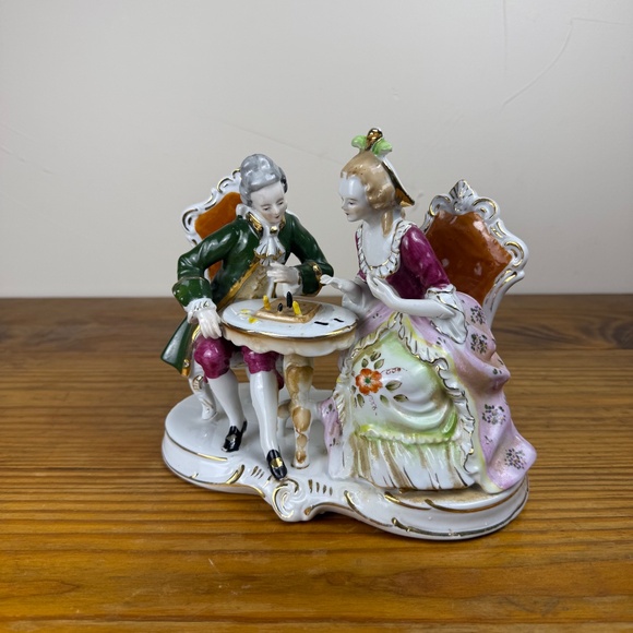 Vintage Dresden-Style Porcelain Figurine | Rococo Couple | Hand Painted - Picture 10 of 16